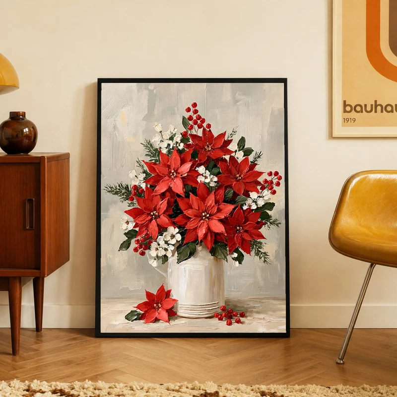 Weihnachtliche Poinsettien im Krug Poster
