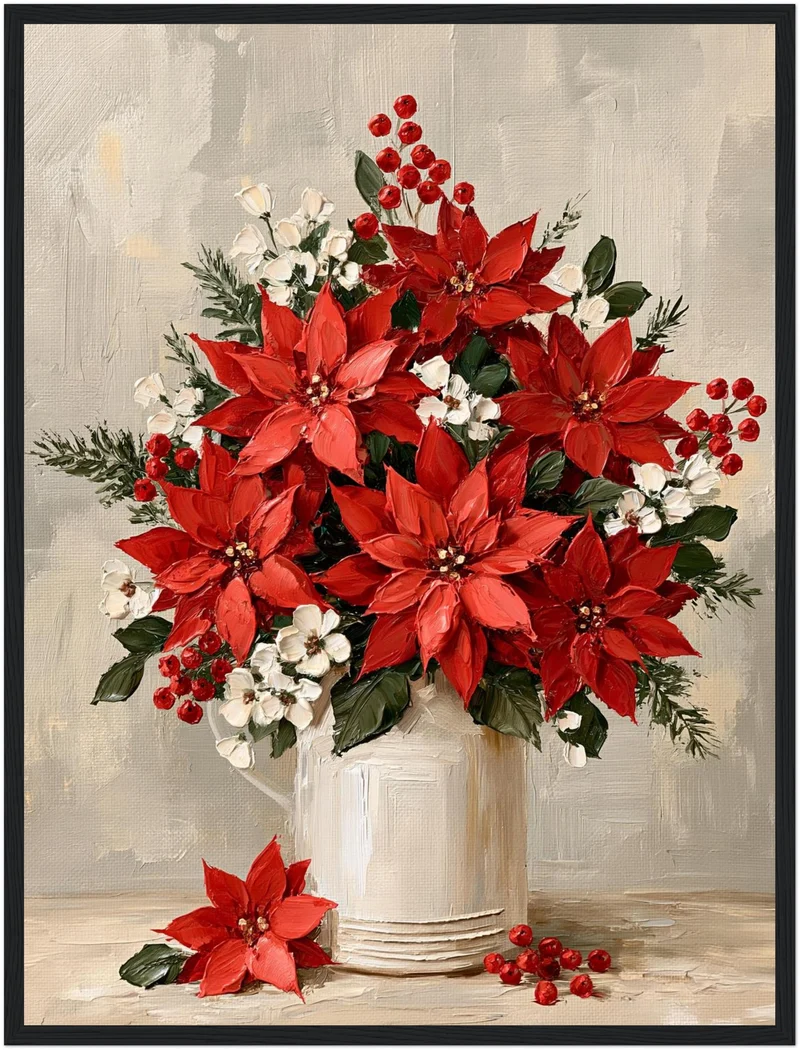 Weihnachtliche Poinsettien im Krug Poster