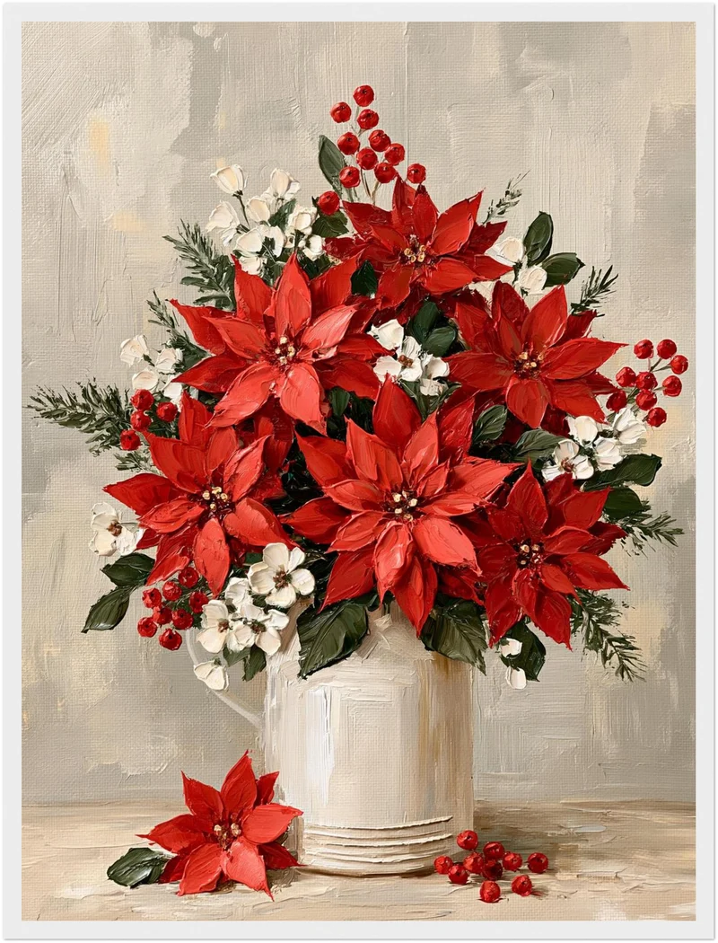 Weihnachtliche Poinsettien im Krug Poster