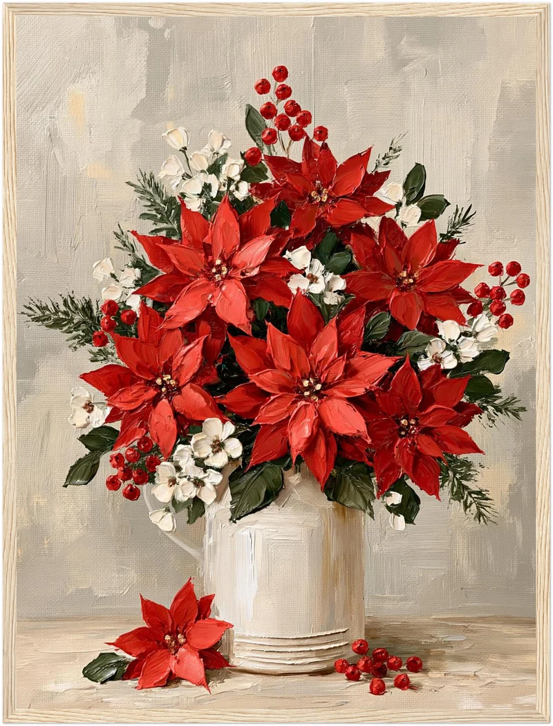 Weihnachtliche Poinsettien im Krug Poster