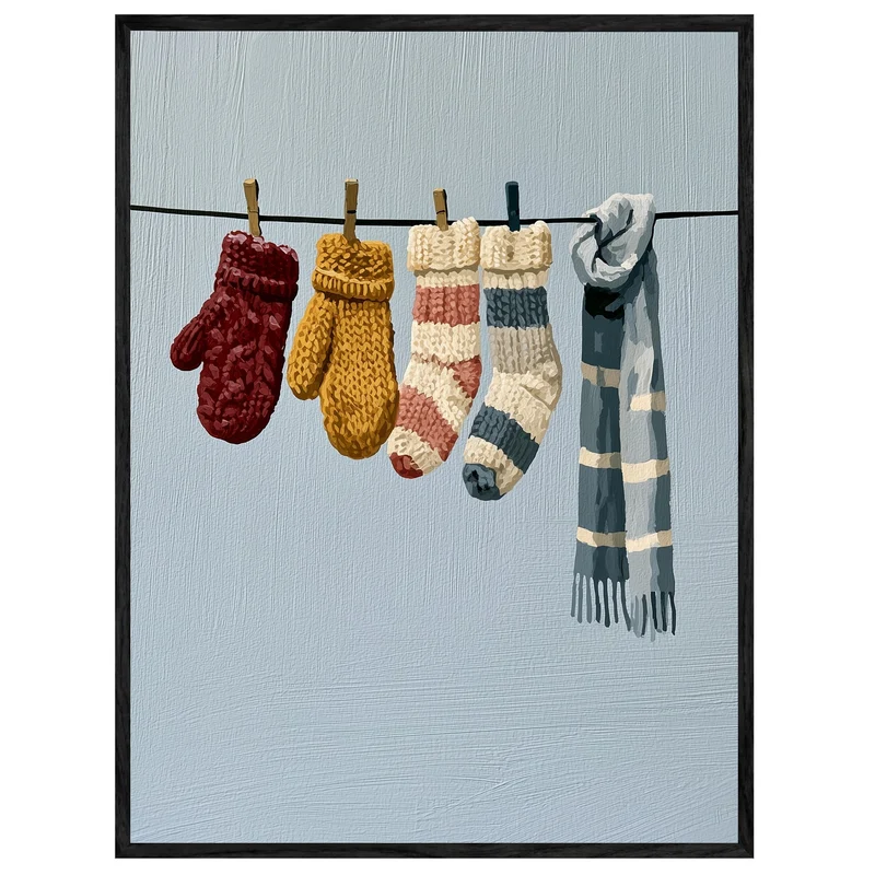 Wäscheleine im Winter Leinwand