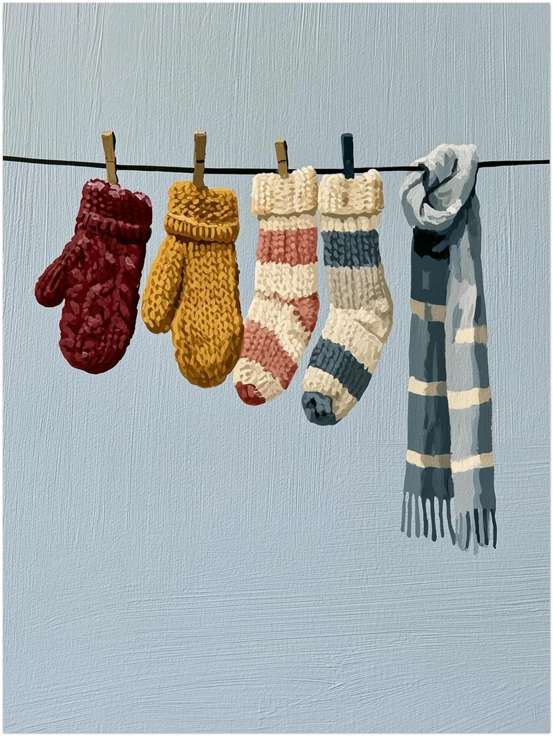Wäscheleine im Winter Poster