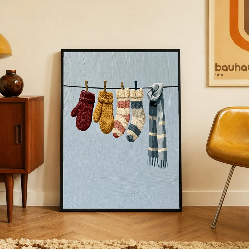 Wäscheleine im Winter Poster