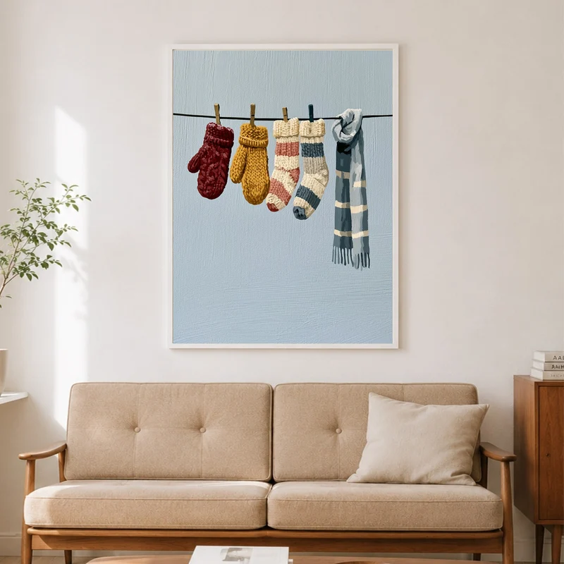 Wäscheleine im Winter Poster