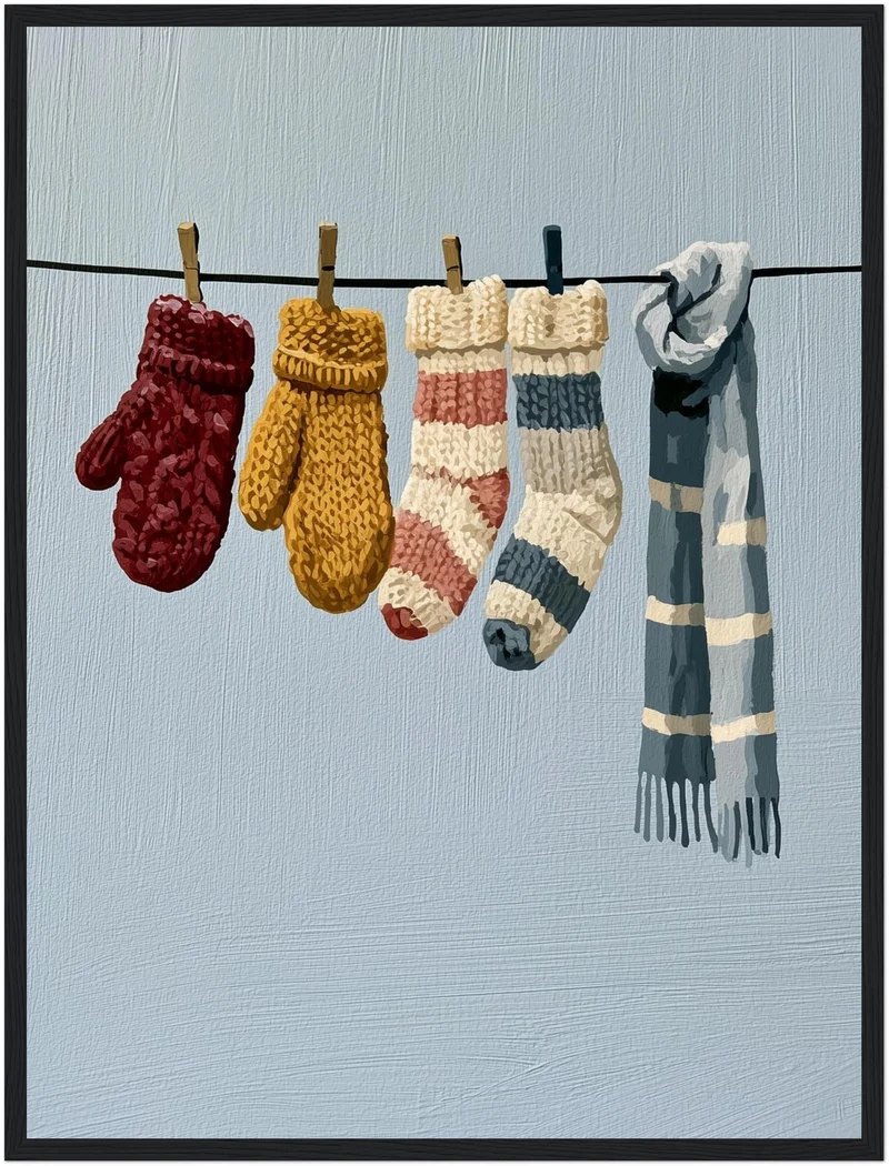Wäscheleine im Winter Poster