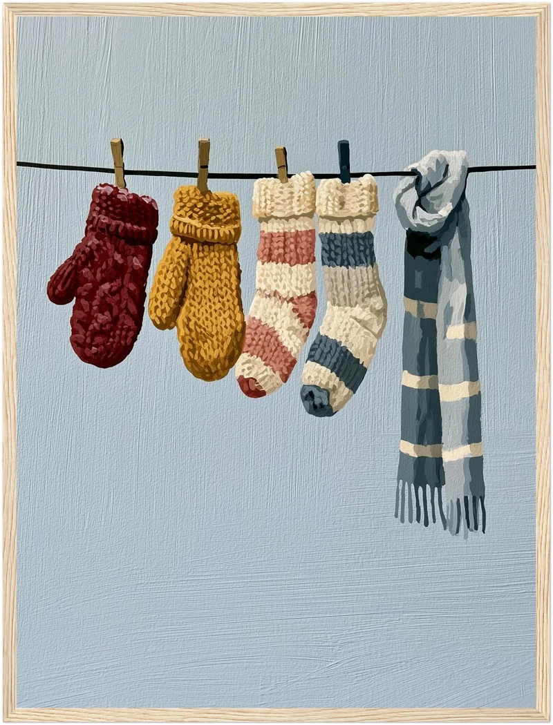 Wäscheleine im Winter Poster