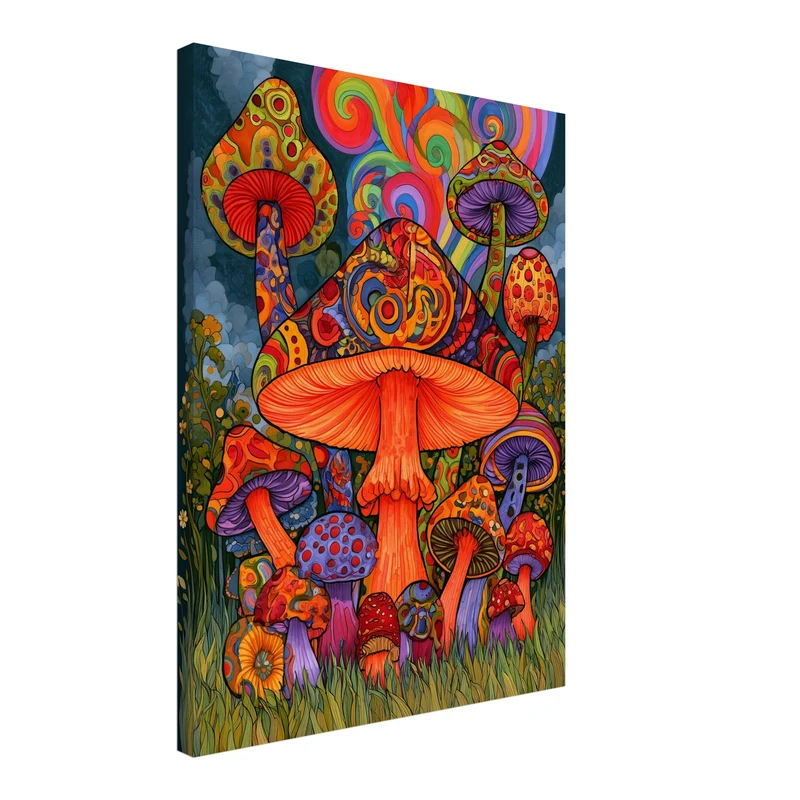 Psychedelischer Pilzwald Leinwand