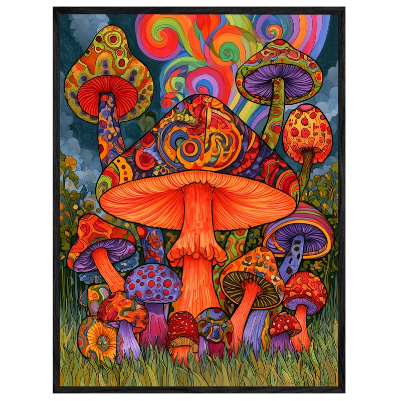 Psychedelischer Pilzwald Leinwand