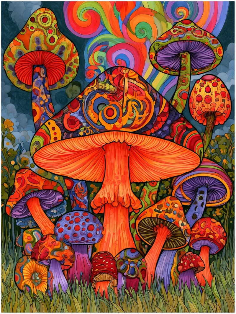 Psychedelischer Pilzwald Poster