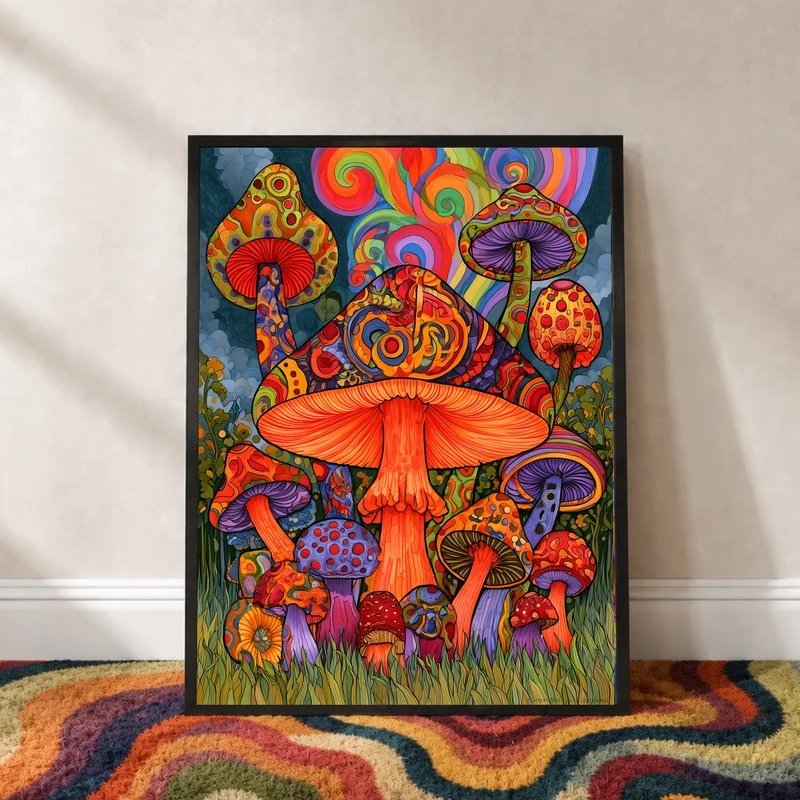Psychedelischer Pilzwald Poster