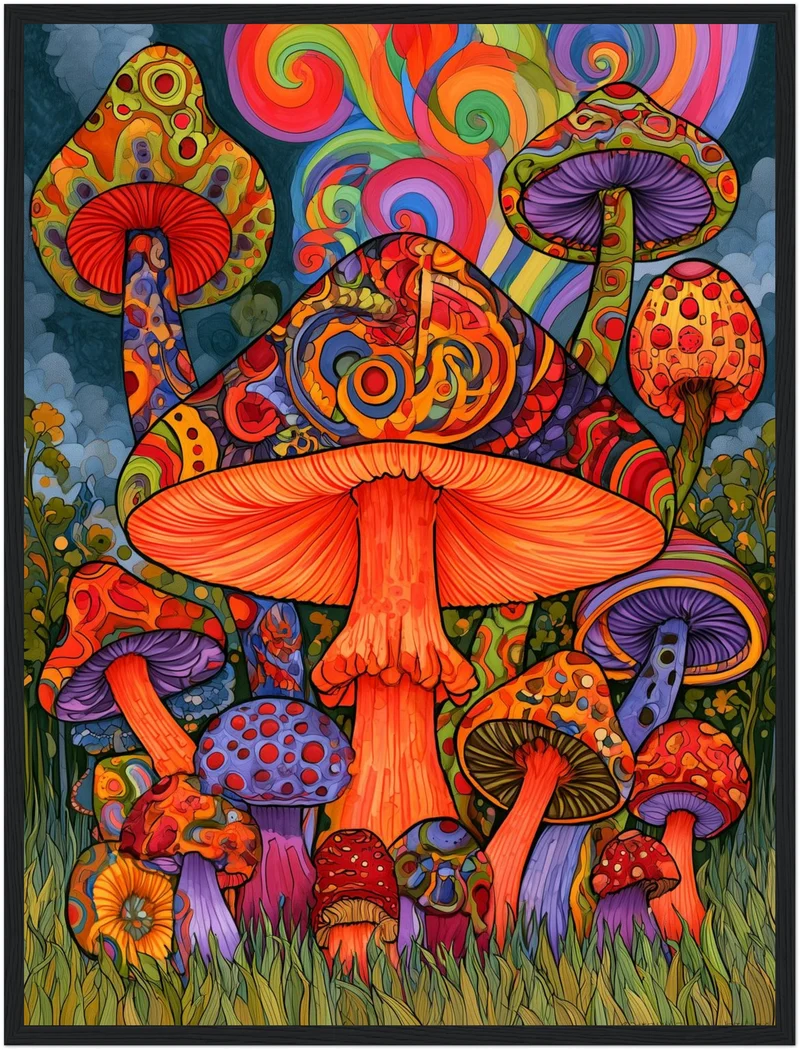 Psychedelischer Pilzwald Poster