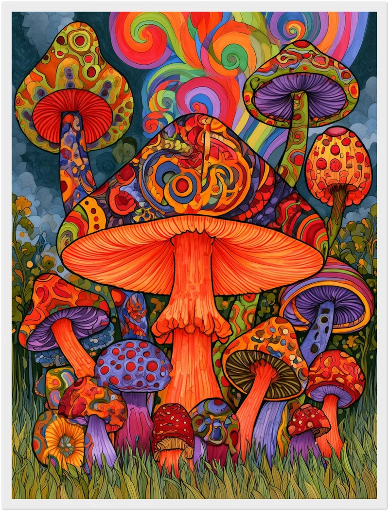 Psychedelischer Pilzwald Poster
