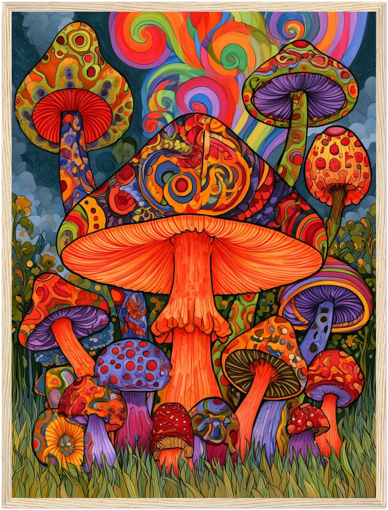 Psychedelischer Pilzwald Poster