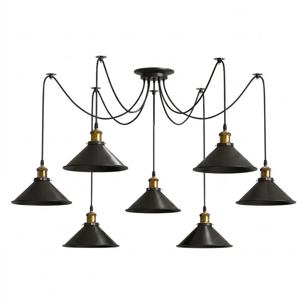 Schwarze Spinnenlampe Vintage – Industrie Pendelleuchte Auswählbar | Ø 22cm | E27 ~3308