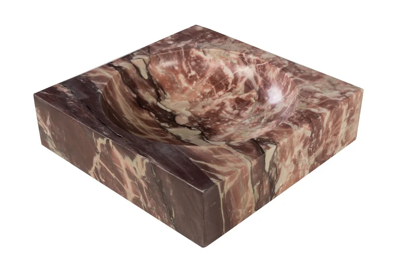 Casa Padrino Luxus Marmor Schale Rosa 28,5 x 28,5 x H. 7,5 cm - Runde Deko Schale aus hochwertigem Rosalia Pink Marmor - Luxus Deko Accessoires