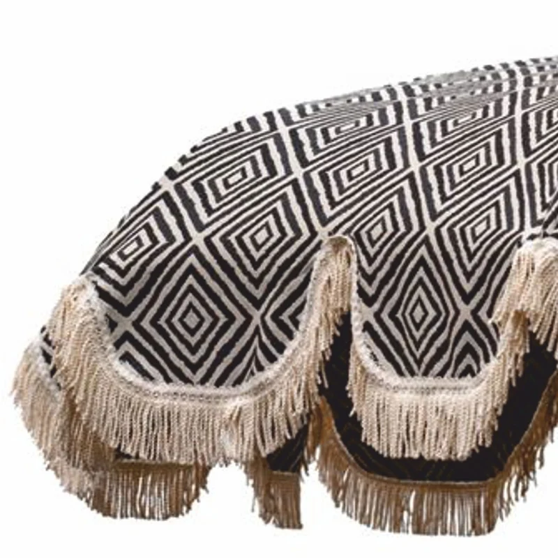 Casa Padrino Luxus Sonnenschirm im 70er Jahre Stil Schwarz / Weiß / Beige Ø 220 x H. 240 cm - Made in Italy