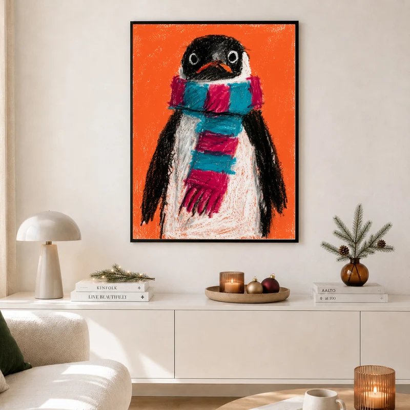 Pinguin mit Schal Poster