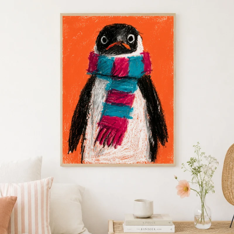 Pinguin mit Schal Poster