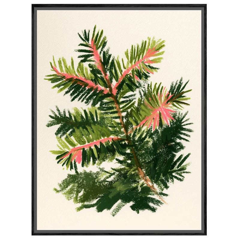Tannenzweig mit rosa Trieben Leinwand