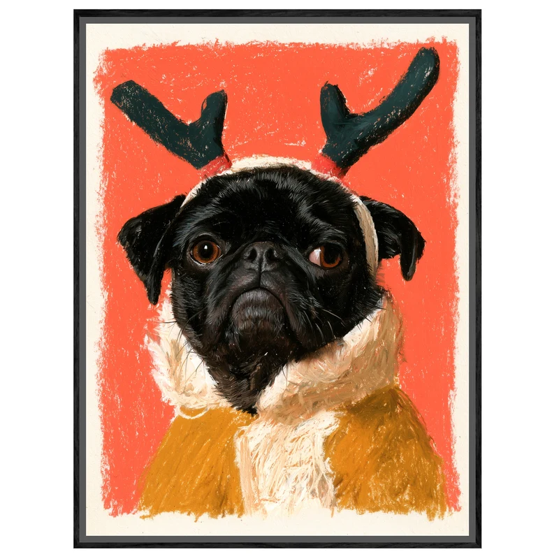 Mops als Rentier Leinwand
