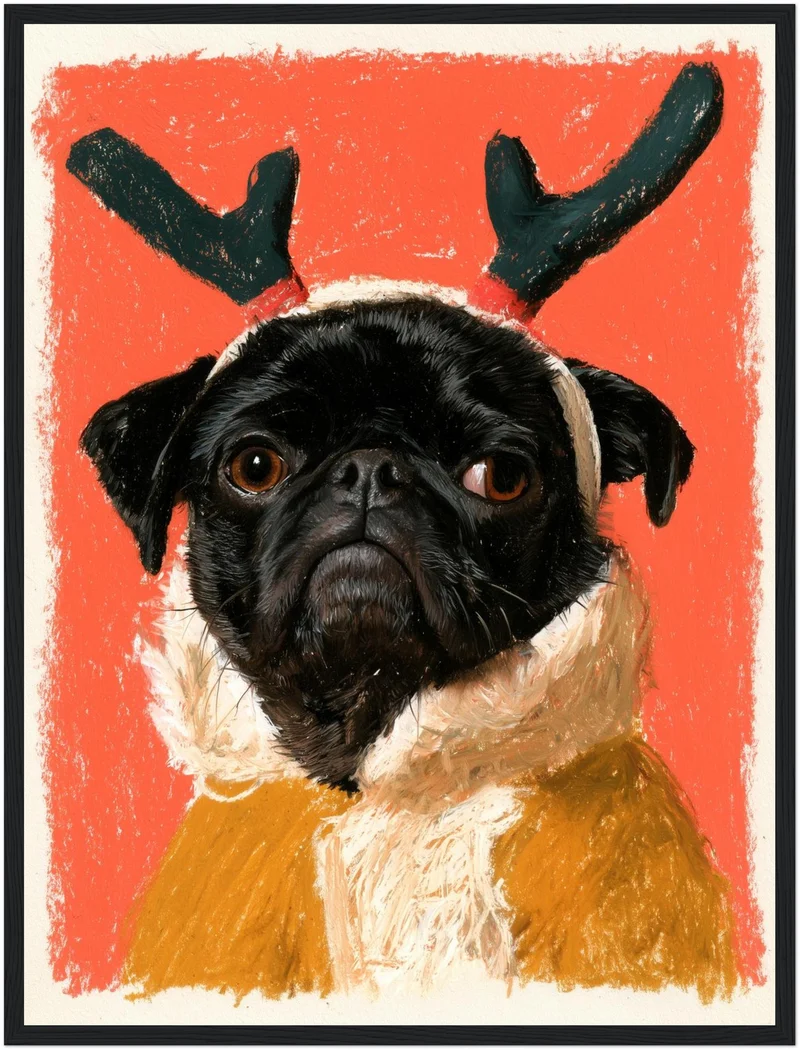 Mops als Rentier Poster
