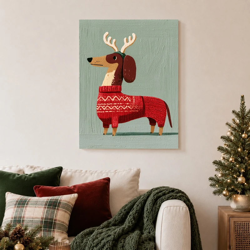 Dackel im Weihnachtspullover Poster