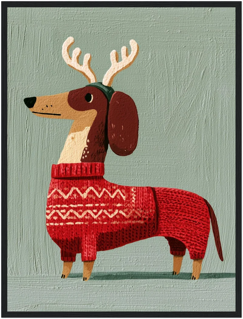 Dackel im Weihnachtspullover Poster