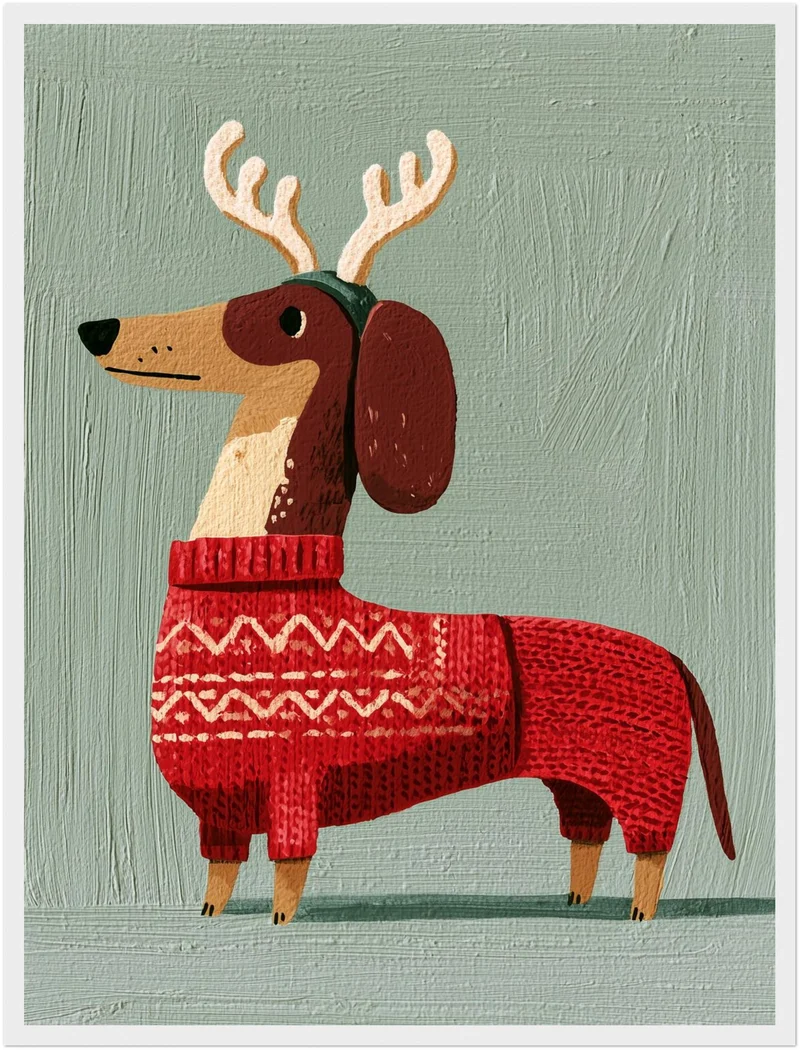 Dackel im Weihnachtspullover Poster