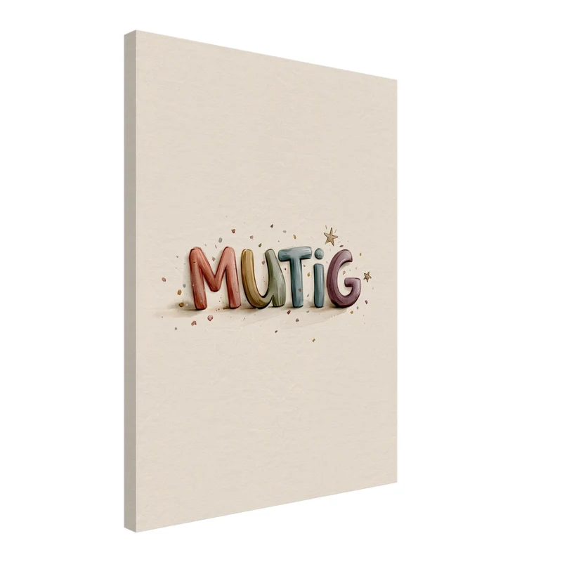 Mutig Schriftzug Kinderzimmer Leinwand