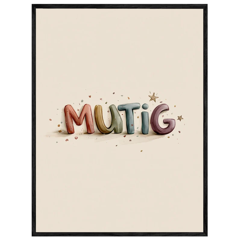 Mutig Schriftzug Kinderzimmer Leinwand