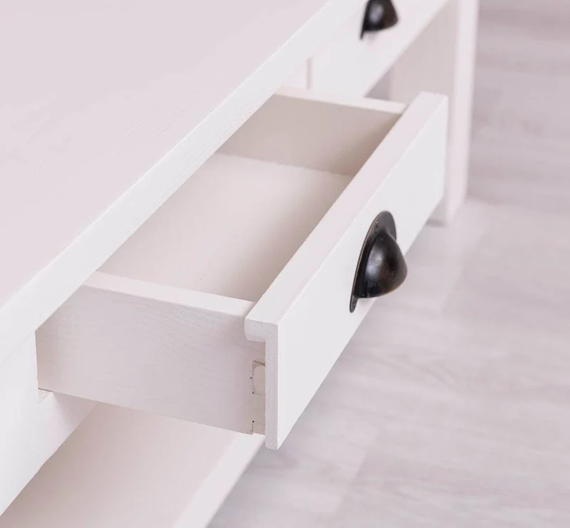 Massiver Couchtisch mit zwei Schubladen - in verschiedenen Farben