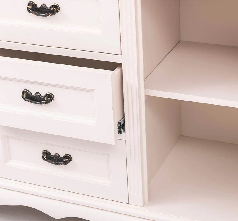 Vintage Sideboard aus Massivholz mit 2 Türen und 3 Schubladen | Kommode mit geschwungenen Füßen | Barock
