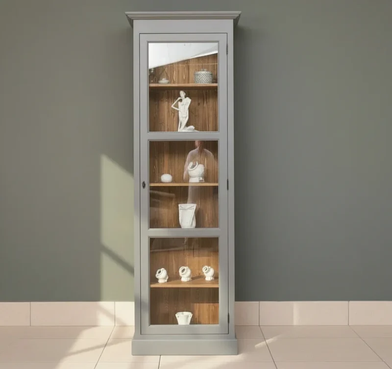 Vitrine aus Massivholz | Ablage mit Glastür