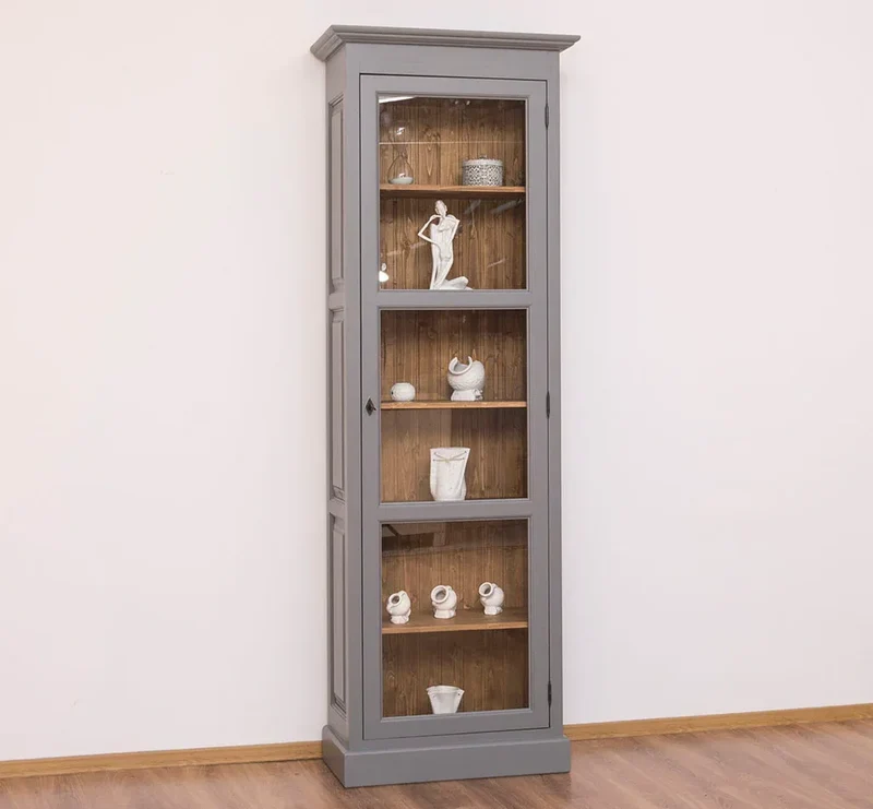Vitrine aus Massivholz | Ablage mit Glastür