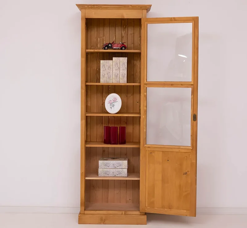 Vitrine aus Massivholz | Bücherregal mit großer Tür