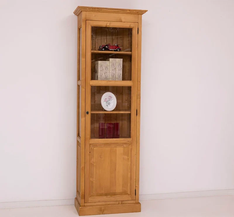 Vitrine aus Massivholz | Bücherregal mit großer Tür