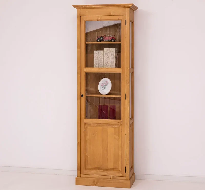 Vitrine aus Massivholz | Bücherregal mit großer Tür