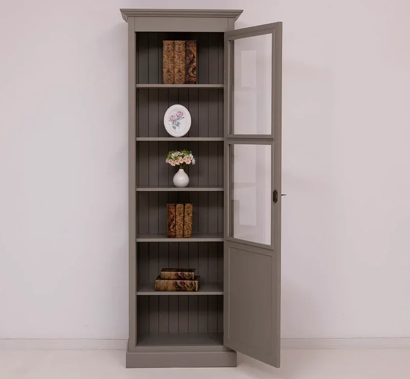 Vitrine aus Massivholz | Bücherregal mit großer Tür