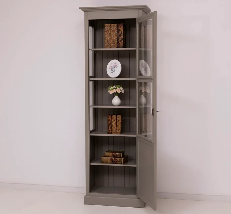 Vitrine aus Massivholz | Bücherregal mit großer Tür
