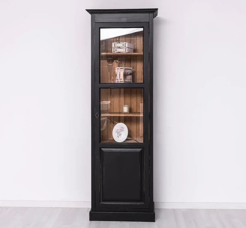 Vitrine aus Massivholz | Bücherregal mit großer Tür