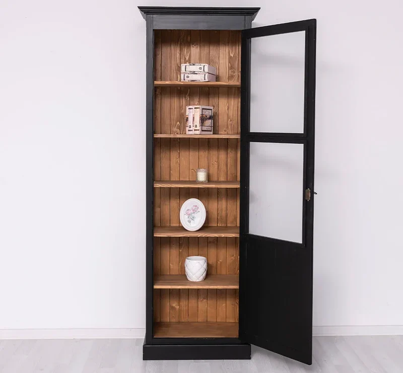 Vitrine aus Massivholz | Bücherregal mit großer Tür