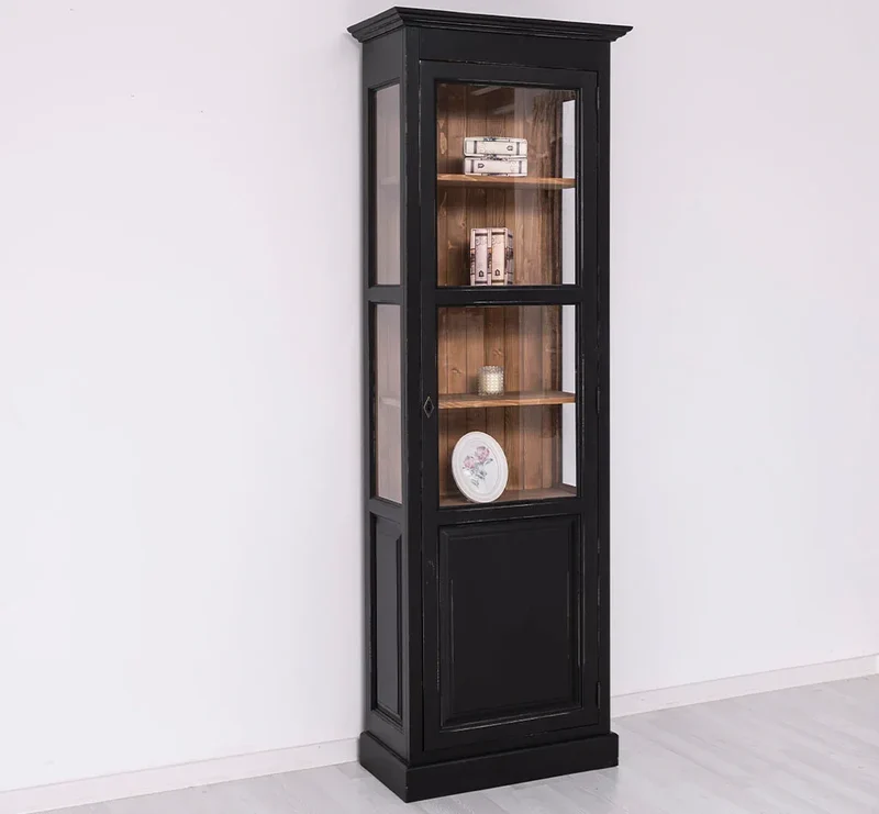 Vitrine aus Massivholz | Bücherregal mit großer Tür