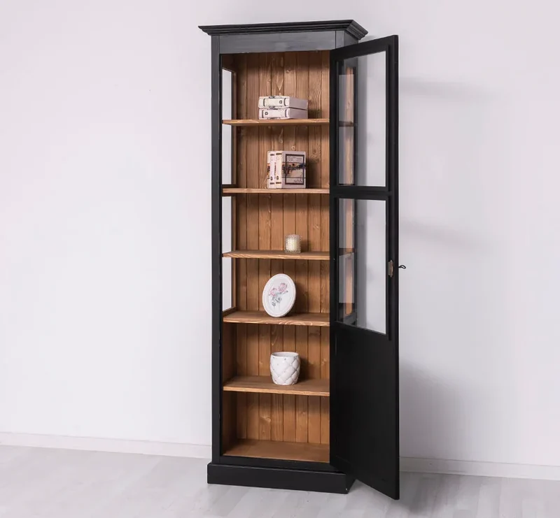 Vitrine aus Massivholz | Bücherregal mit großer Tür