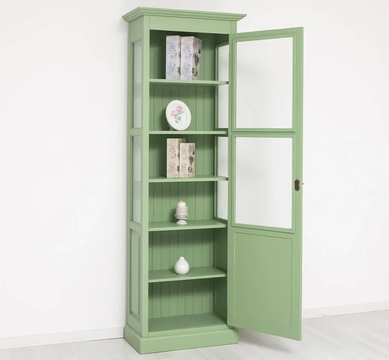 Vitrine aus Massivholz | Bücherregal mit großer Tür