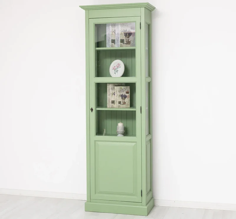 Vitrine aus Massivholz | Bücherregal mit großer Tür