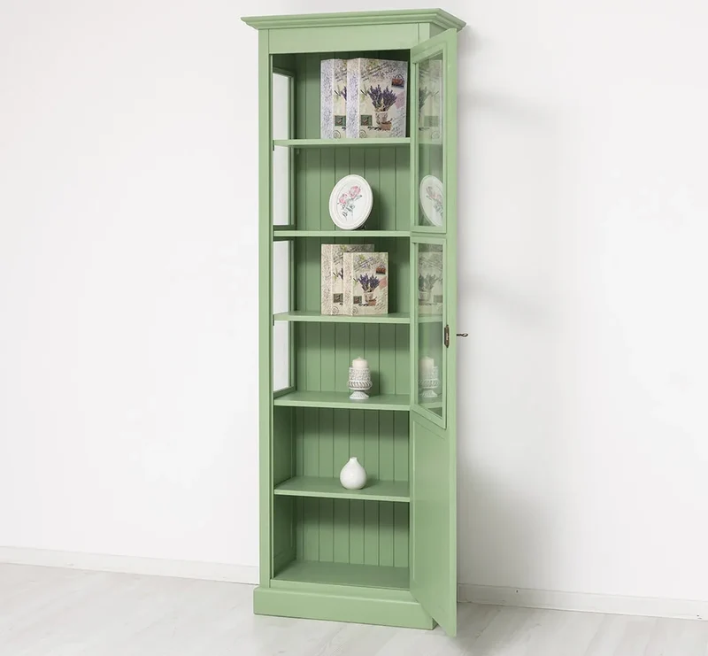 Vitrine aus Massivholz | Bücherregal mit großer Tür