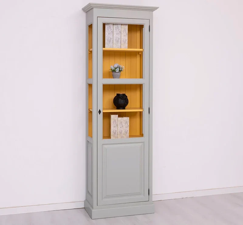 Vitrine aus Massivholz | Bücherregal mit großer Tür