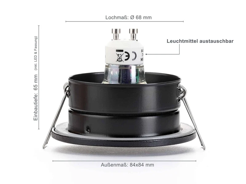 LED Einbaustrahler IP65 flach - Aluminium Gebürstet eckig 5W Dimmbar - Fora