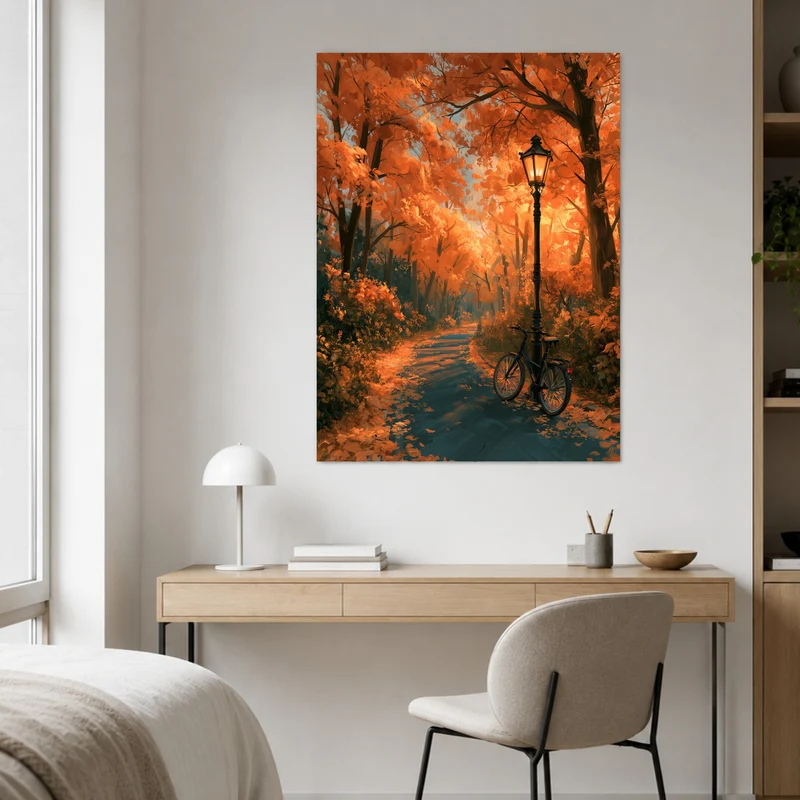 Herbstweg mit Laterne Poster