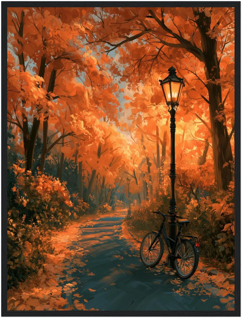 Herbstweg mit Laterne Poster